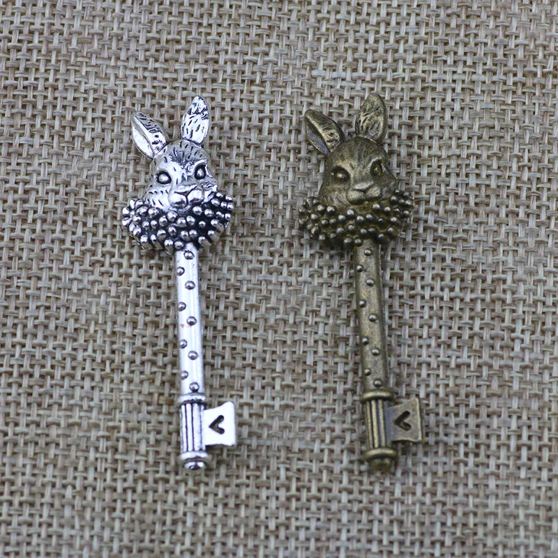 5 Pieces/Lot 48*13mm Metal Material DIY Handmade Rabbit Key Accessories Jewelry Charms for Jewelry 1005008138368113