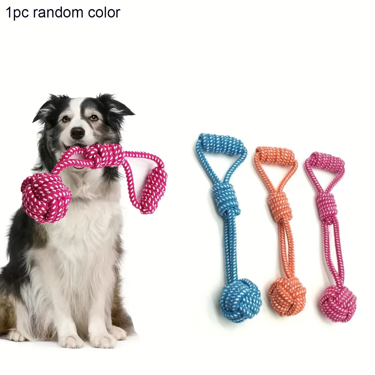 Durable Dog Rope Toy with Ball - All-Breed Chew and Tug Plaything Random Color Selection (1pc) 1005008187421162