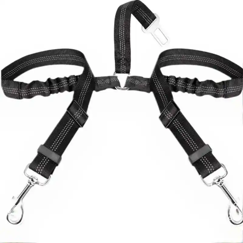 Dog Seat Belt, Double Dog Seatbelt Adjustable Vehicle Safety Leash with Elastic Bungee Buffer 1005008215438329