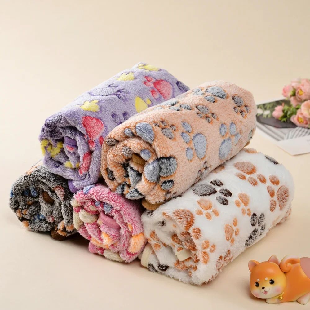 Warm Pet Cat Blanket Autumn Winter Cozy Thicken Fleece Kitten Footprint Bed Mat for Small Medium 1005008295439164