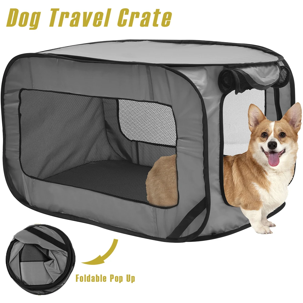 Dog Travel Crate Portable Pop Up Dog Crate with Zipper Mesh Door Foldable Small Dog Seat Kennel 1005008423674410