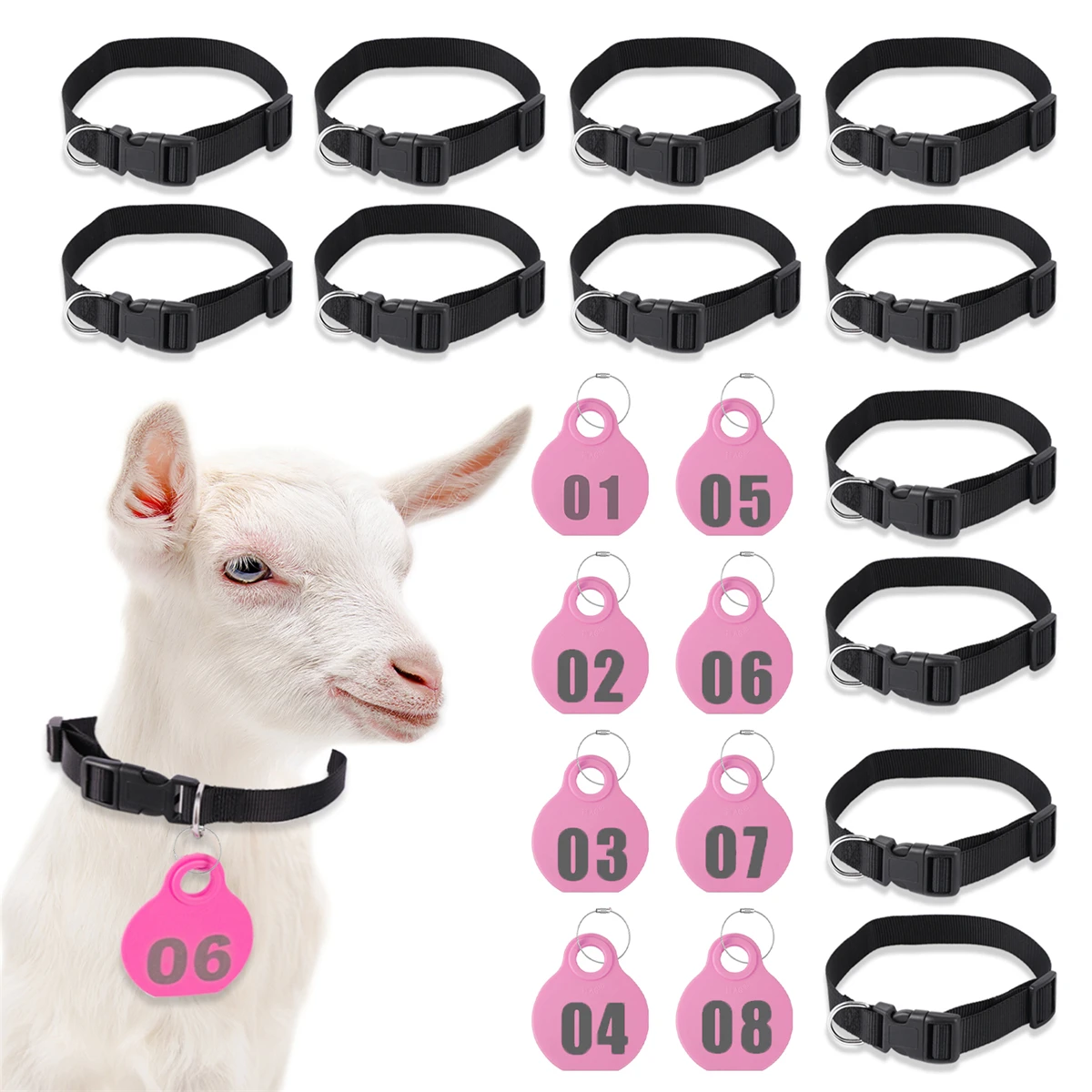 Livestock Animal Identification Hang Tag Kit Adjustable Nylon Collar TPU Double-Sided Serial (1 Set) 1005008454225717