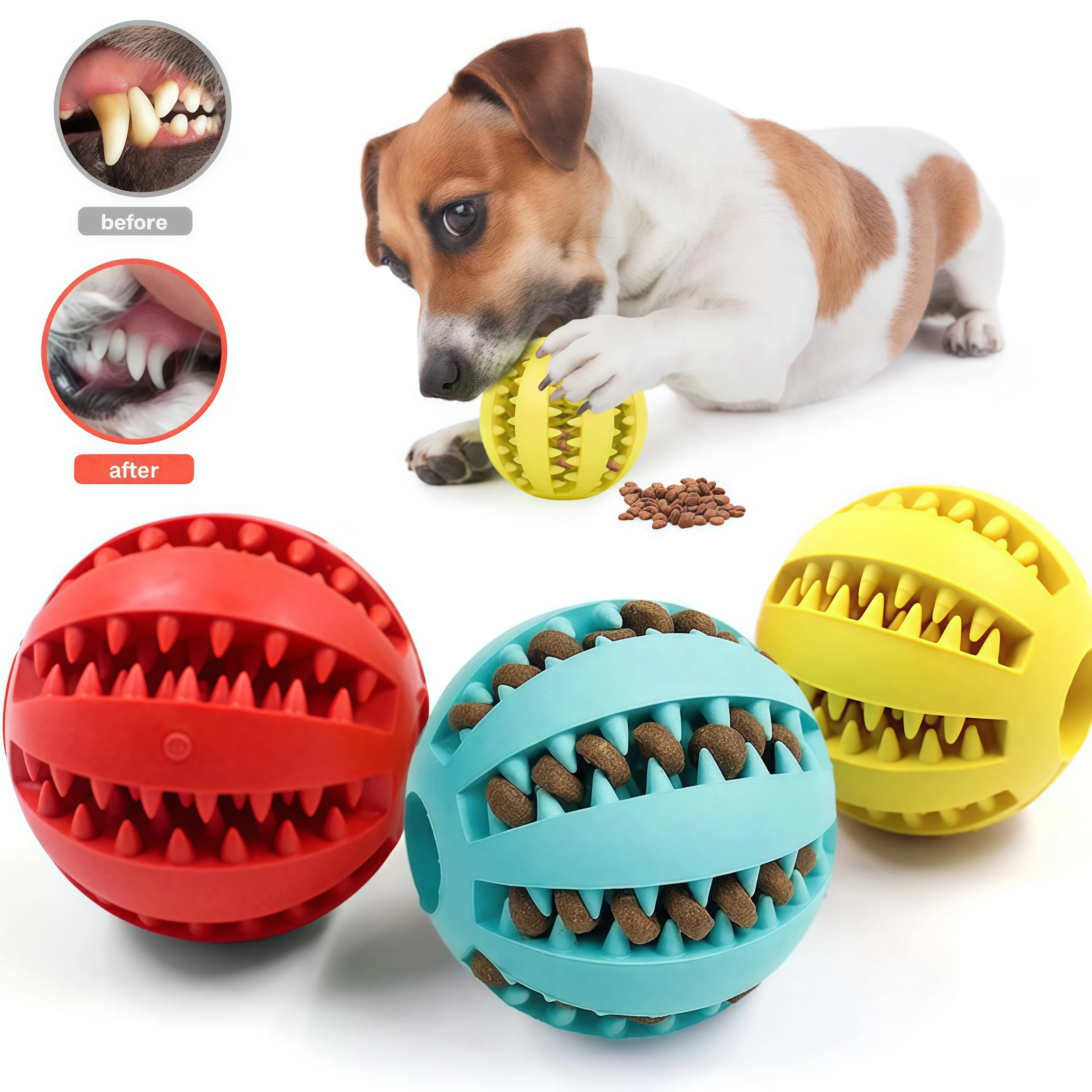 Dog Toy Ball Interactive Rubber Balls Puppy Chewing Toys Pet Tooth Cleaning Ball Cats Pets Food 1005008468982174