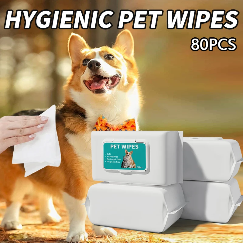 80PCS/Pack Pet Wipes Disposable Pure Water Formula Care Dog and Cat Health Cleaning Deodorizing 1005008529132022