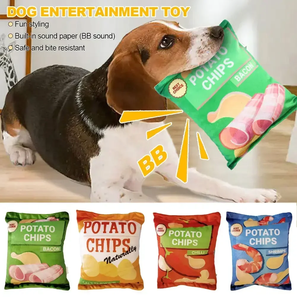 Funny Crisps Dog Toys Interaction Chew Molars Plush Bite Resistance Clean Teeth Oral Cavity Puppy 1005008597456994