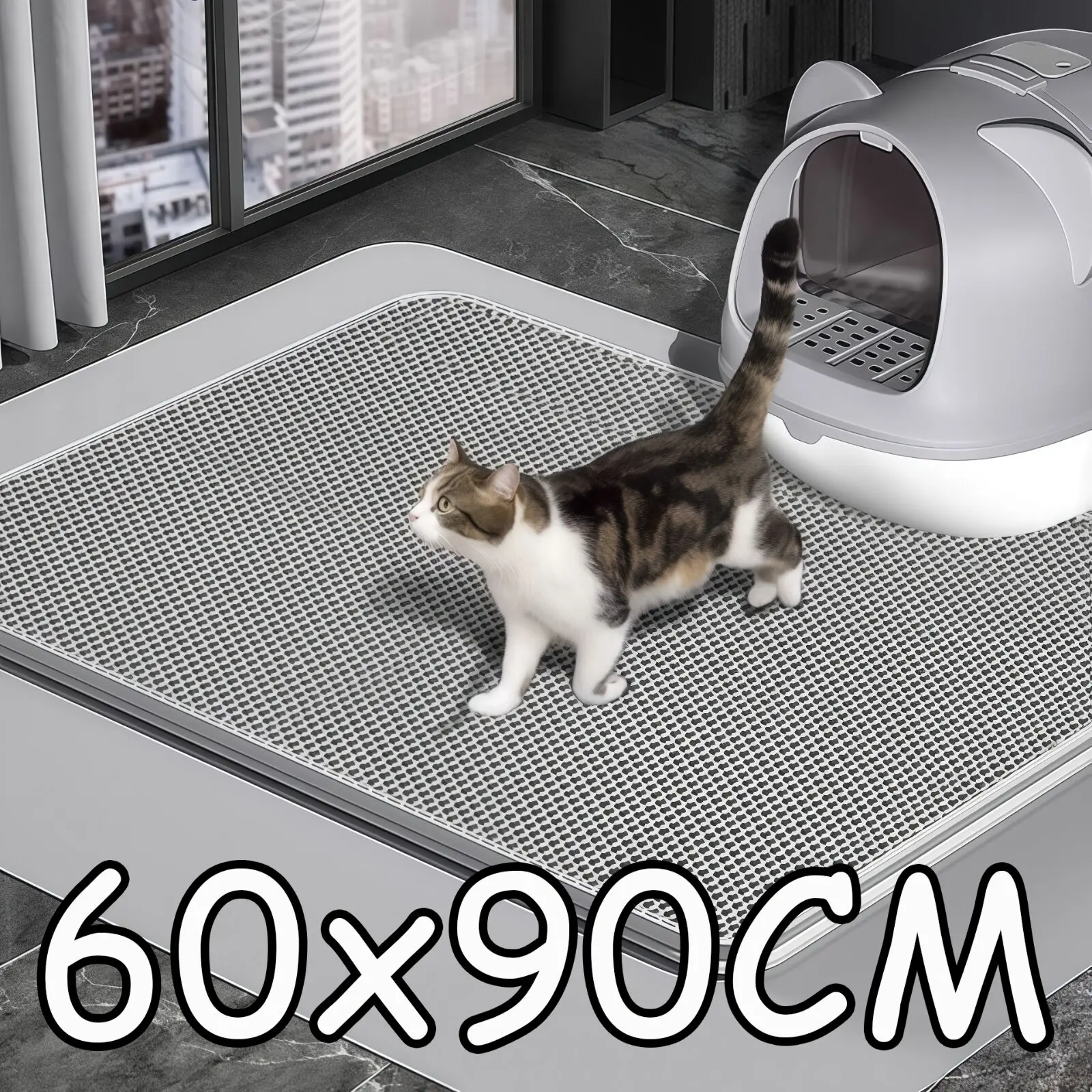 90CMX60CM Cat Litter Mat Waterproof Double Layer Pet Litter Box Mat Pet Toilet Cat Mat Nonslip Sand 1005008659392530