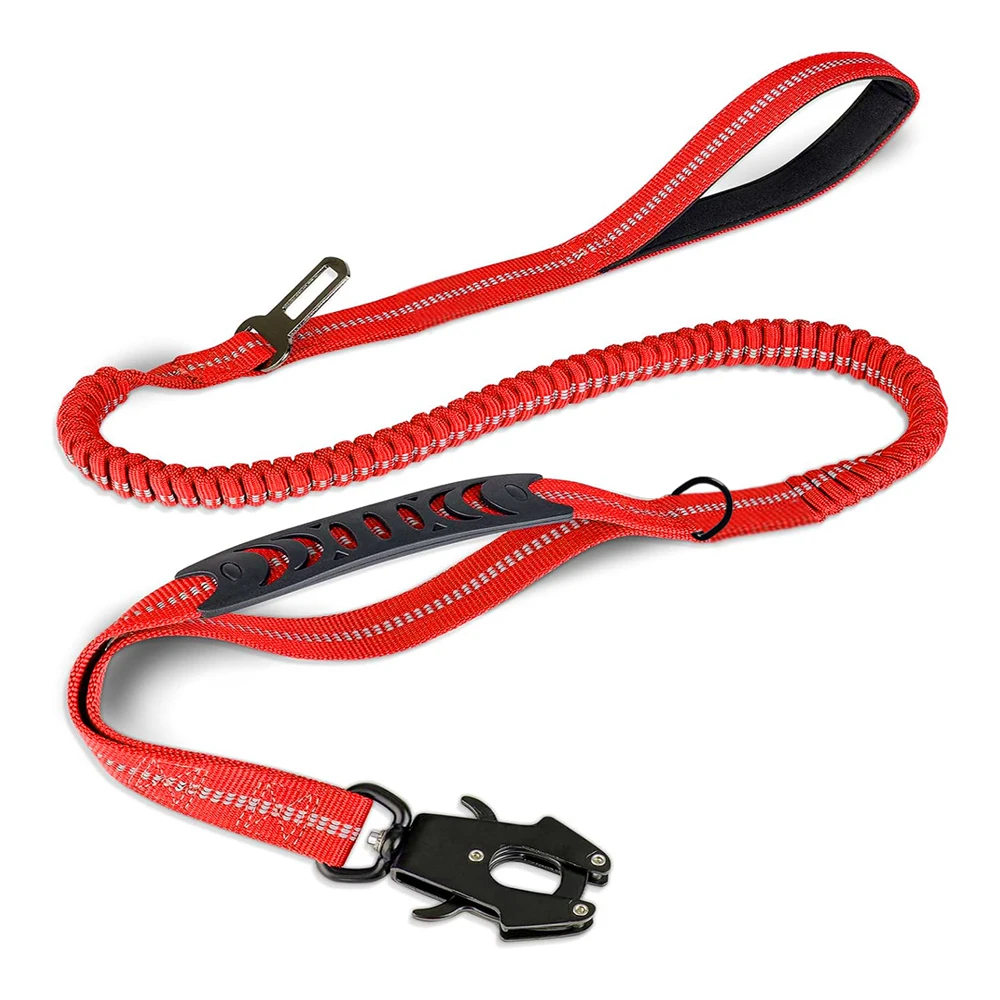 Tactical Dog Leash Heavy Duty, 4-6FT Shock Absorbing Bungee Lead with 2 Padded Handle 1005008713355118