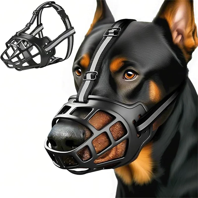 Reflect Light Dog Mouth Guard Cover Comfy Breathable Basket Muzzle Against Biting Barking Dog Mask 1005008766638885