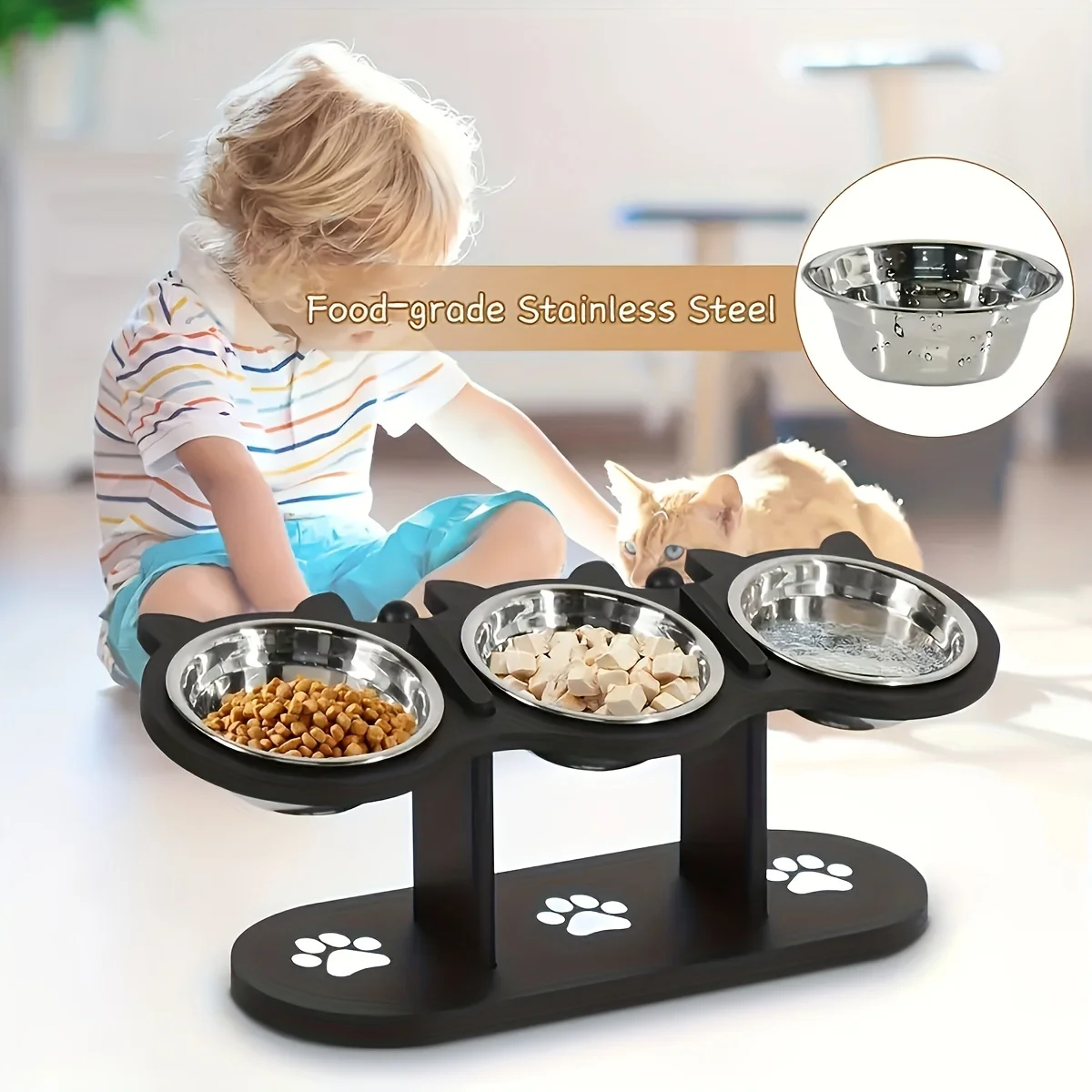 Adjustable 15 Degree Tilted Raised Pet Bowl, Easy to Assemble and Clean, Cats, Puppies 1005008768303828