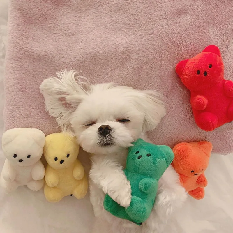 Cute Small Dog Squeaky Toys for Small Dogs Puppy Bear Shaped Squeak Toy for Cat Dogs Pet Supplies 1005008798503677