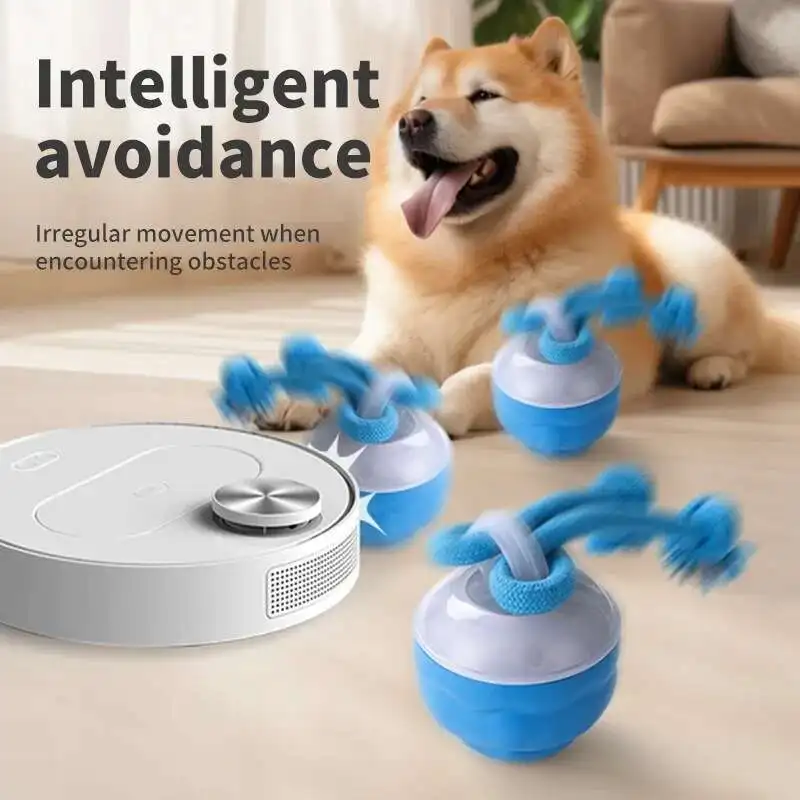 Interactive Dog Toys Smart Rolling Ball with Rope Motion Activated Automatic Moving Squeaky Dog 1005008837675420