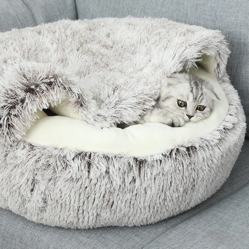 Pet Cat Bed Semi-Enclosed Kennel Dog Closed Litter Winter Warm Shell 1005008849004025