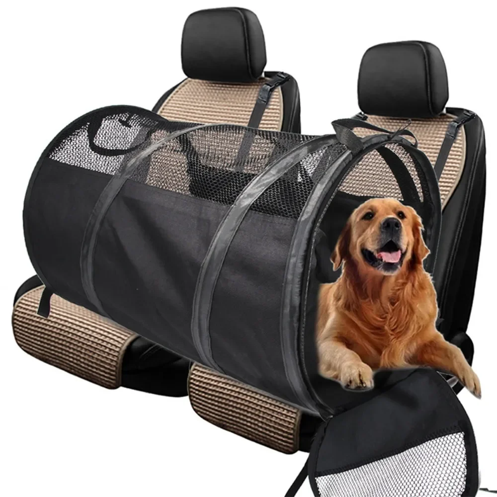 Foldable Pet Car Bag with Safety Belt Cylindrical Dog Car Seat Carrier Large Capacity 1005008870254290