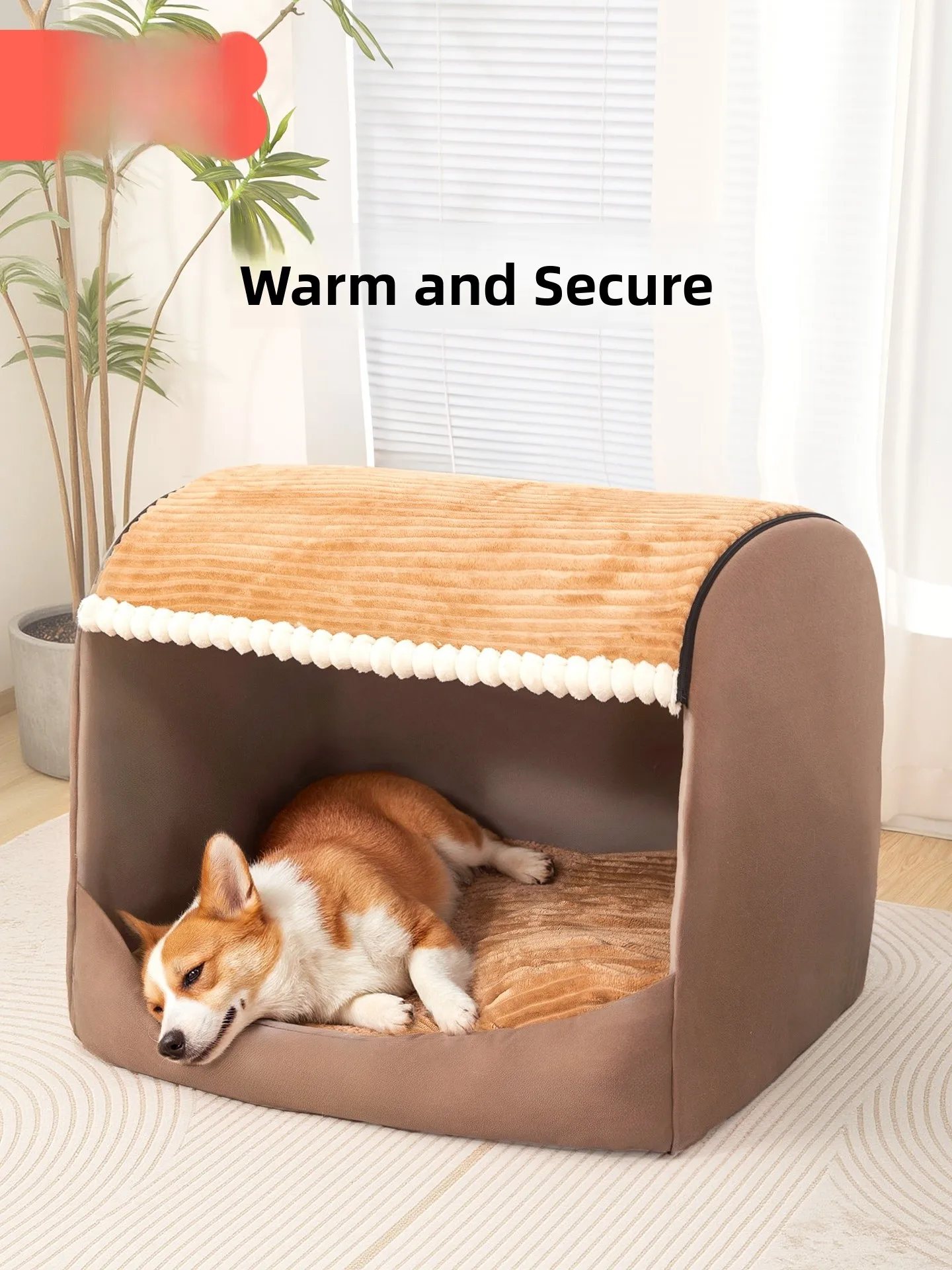 Detachable Washable Large Dog Bed Winter Warm Half-Closed House Pet All-Season Universal for Breeds 1005008985140176