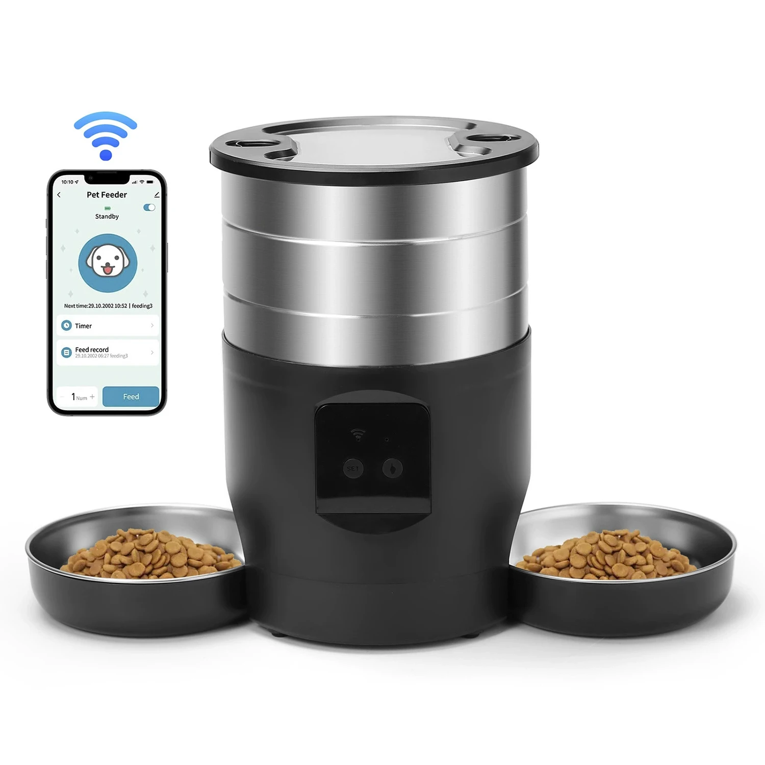 Ifi Version Pet Feeder Intelligent Food Dispenser with Dual Bowls (4.5L) 1005008987147815