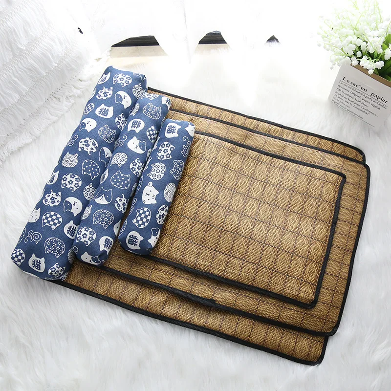 Cat Natural Cooling Mat Summer Pet Self Cooling Pad Cat Bed Mat for Dogs Indoor Rattan Weave Mat 1005009020138742
