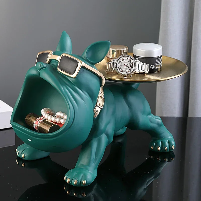 Resin Dog Statue Bulldog Statue Storage Tray Animal Decoration Resin Craft Art Sculpture Statue Dog 1005009045259534
