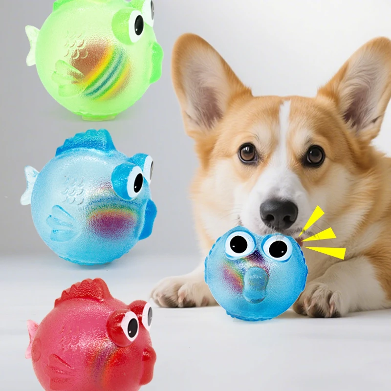 Dog Chewing Toy Training Sound Silicone Ball Simulated Fish Shape Dog Toy Interactive Cleaning 1005009072995700
