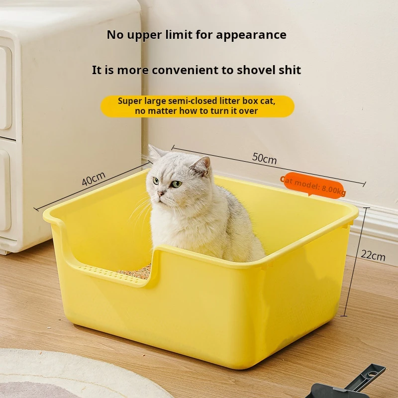 Cat Litter Box Bedpan Big Mac Oversized Cat Tray Bedpan Large Capacity Semi-Closed Plastic 1005009076695148