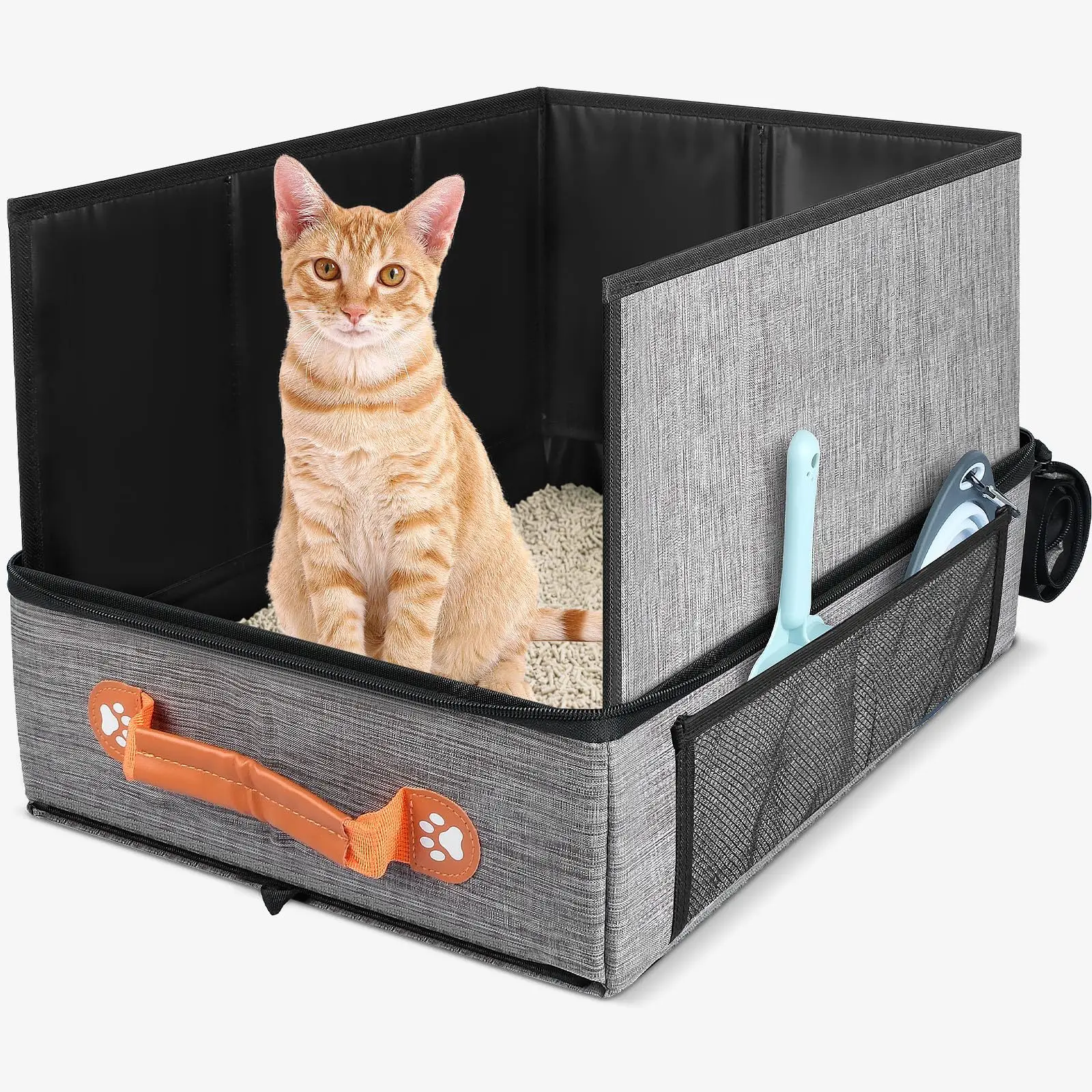 Cat Toilet Out Portable Waterproof Foldable Cat Litter Box with High Baffle Cover 1005009082544436