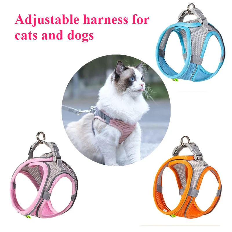 Pet Cat Dog Harness Vest Chest Rope Set Reflective Breathable Adjustable Pets Kitten Collar 1005009085545044