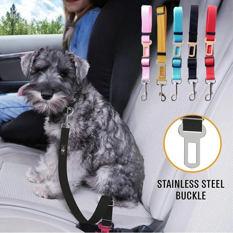 Adjustable Pet Cat Dog Car Seat Belt Pet Seat Vehicle Dog Harness Lead Clip Safety Lever Nylon (1PC) 1005009099664478