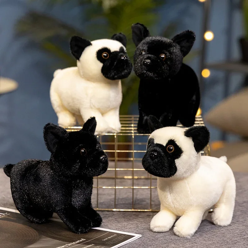 Realistic Dog Bulldog Plush Toy Cute Stuffed Realistic Black / White Puppy Doll Home Decor High 1005009103559403