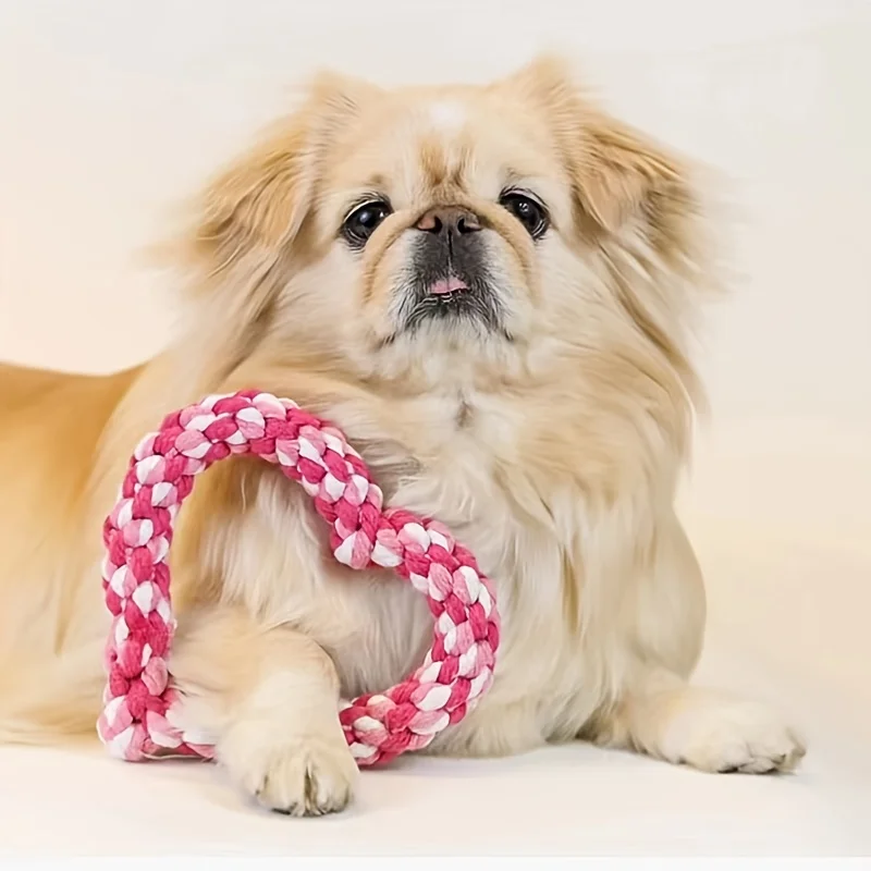 Durable Handwoven Heart-Shaped Dog Chew Toy, Ideal for All Breeds, Teeth Cleaning & Playtime Fun (1PC) 1005009137398583