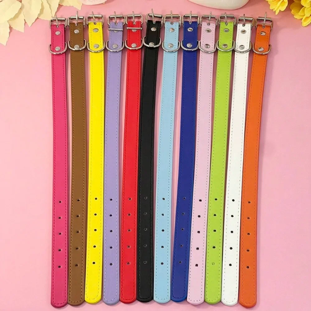 Dog Collar Simple Pet Collar Flat Cat Leather Collar with Bell Multicolor Non-Strangled Collar 1005009155455308