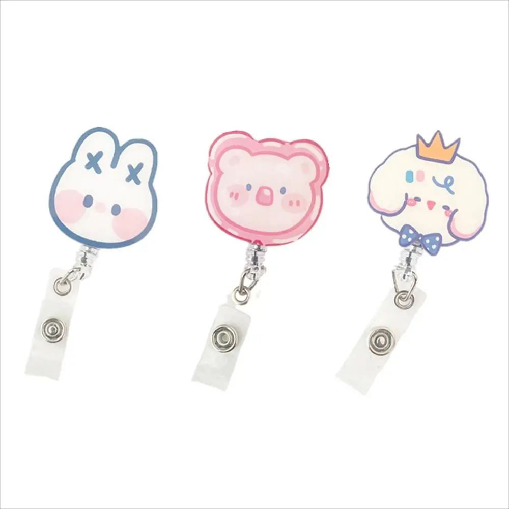 Cute Name Tag Bear Work Card Clip Rabbit Chest Retractable Badge Reel Holder Nurse ID Clips 1005009172560141