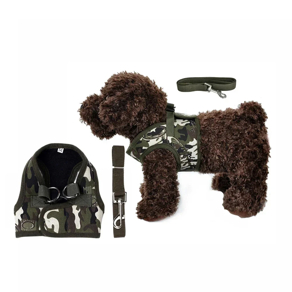 Dog Harness Leash Set Cute Army Small Cats Walking Chest Vest Canvas Pets Puppy Harness 1005009198581646