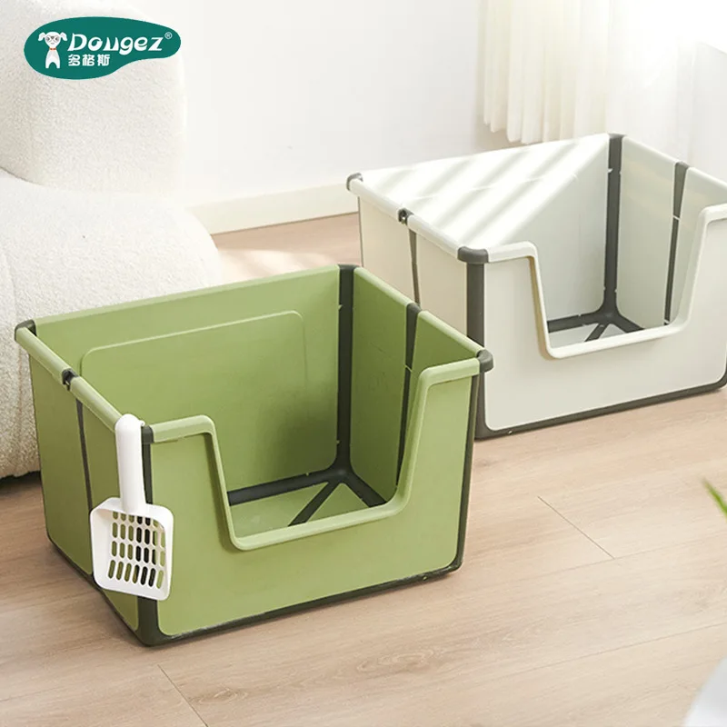 Foldable Cat Litter Box with High Sides and Scoop Semi-Closed Removable Splashproof Cats Toilet 1005009204165559