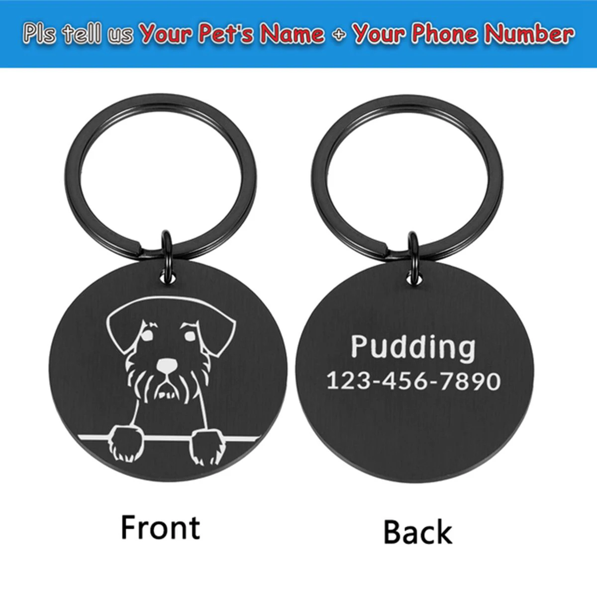 Romantic Serious Puppy Custom Name and Number Cat Dog ID Tag Name with Cute Symbols (1pc) 1005009213624890