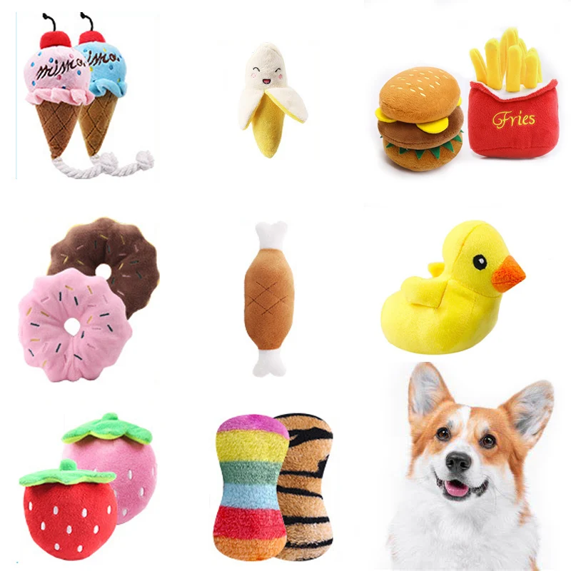Set of Puppy Sound Toys Loose Plush Pet Chewing Plush Fruit Snacks and Vegetable Puppy Toys (7 Piece) 1005009218537962