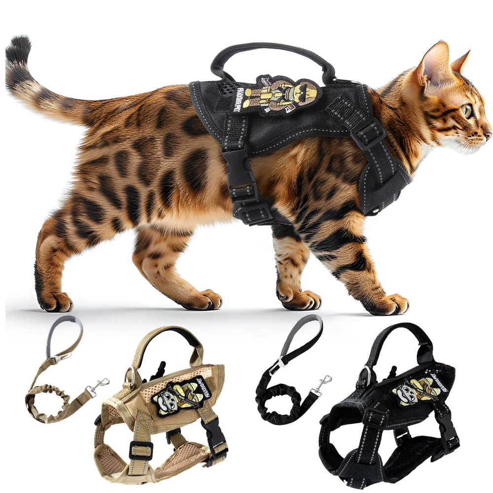 Set Light Tactical Cat Harness Summer Pet Outdoor Walking Supplies for Small Dogs Cats (5 Piece) 1005009223374281