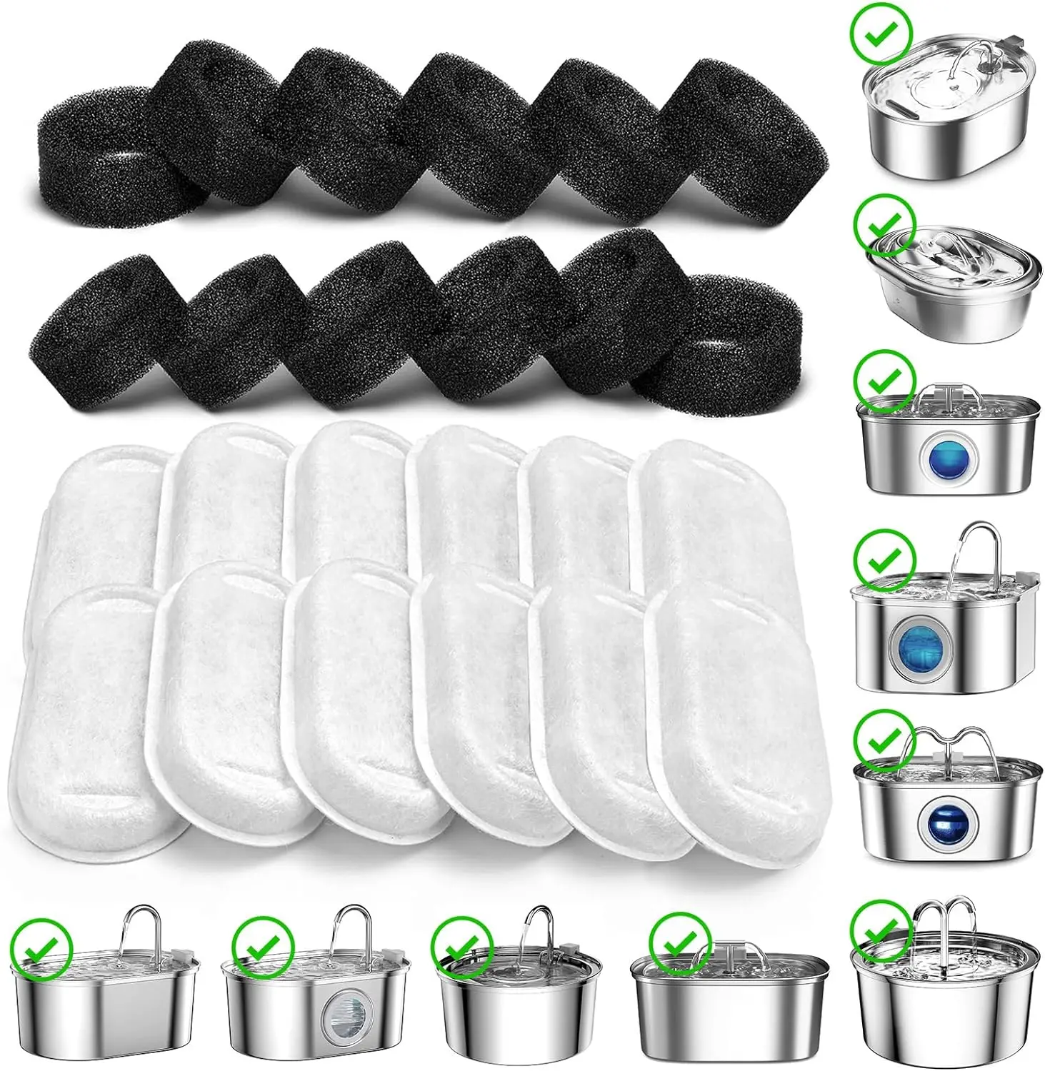 12/24Pcs Pet Water Dispenser Filter Cat Water Fountain Filter Drinking Cycle 1005009226181031