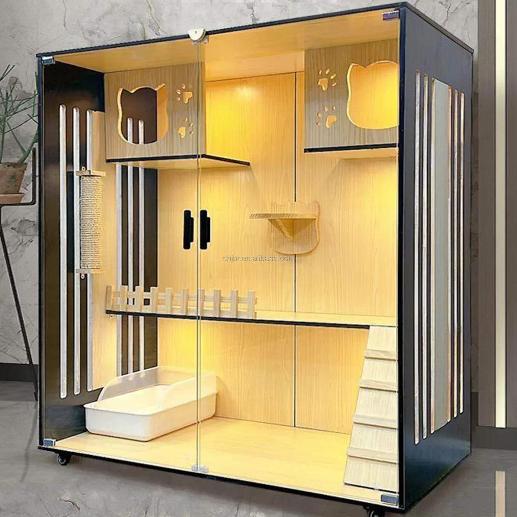 For Solid Wood Cat Cage Indoor Two-Layer Cabinet Kitten Nest House Display Three-Layer Villa Large 1005009250148072