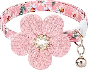 Cat Collar Breakaway Kitten with Flower Rhinestone Kitty Bell Floral Pet for Cats and Puppy Dog 1005009251729114