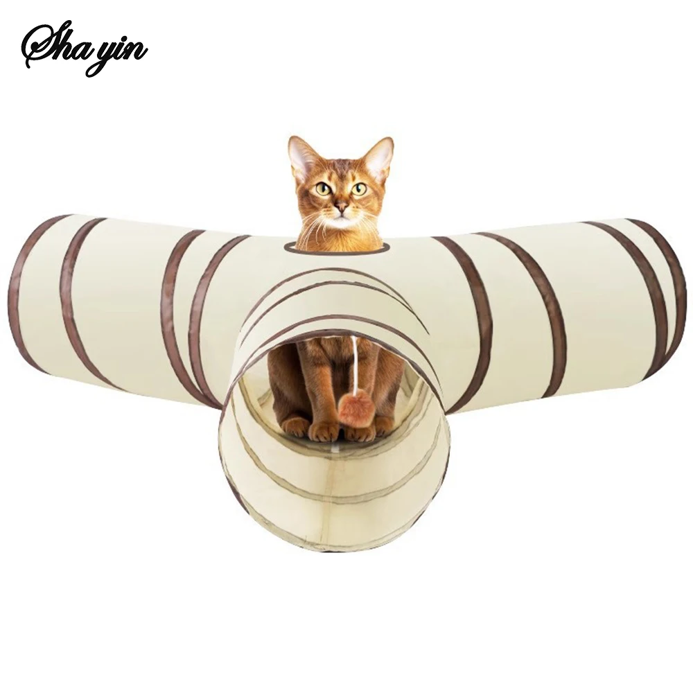 Cat Tunnel, Collapsible Tube with 1 Play Ball Toys, 3 Ways Tunnels for Indoor Cats (1PC) 1005009252260524