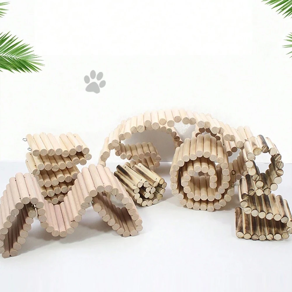 Hamster Habitat Accessories Multiple Size Wooden Bridge Cage Bendable Fence for Small Animals 1005009260337443