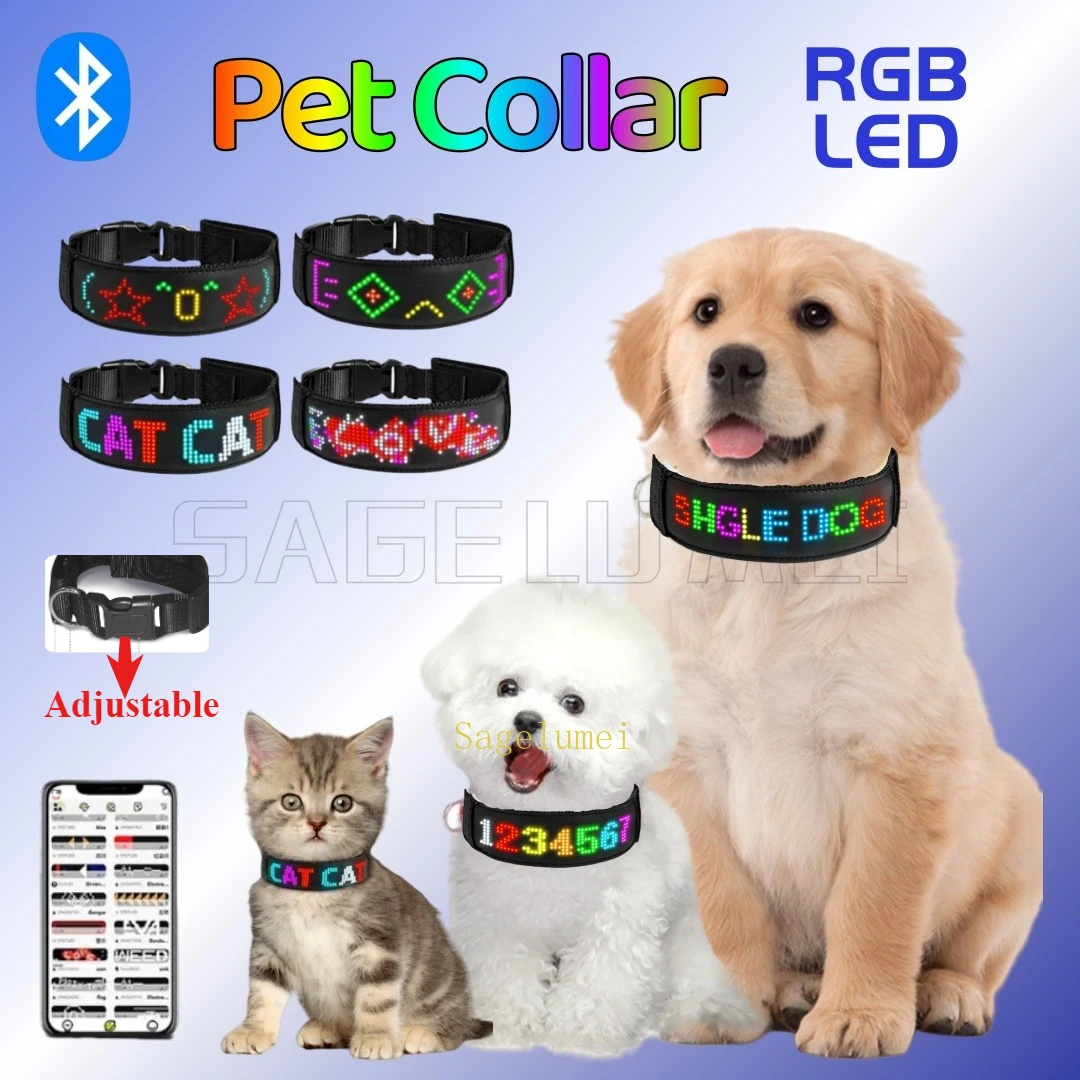 Pet Dog Collar LED Night Safety Multilingual Flashing Glow in the Dark Leash Luminous 1005009286805018