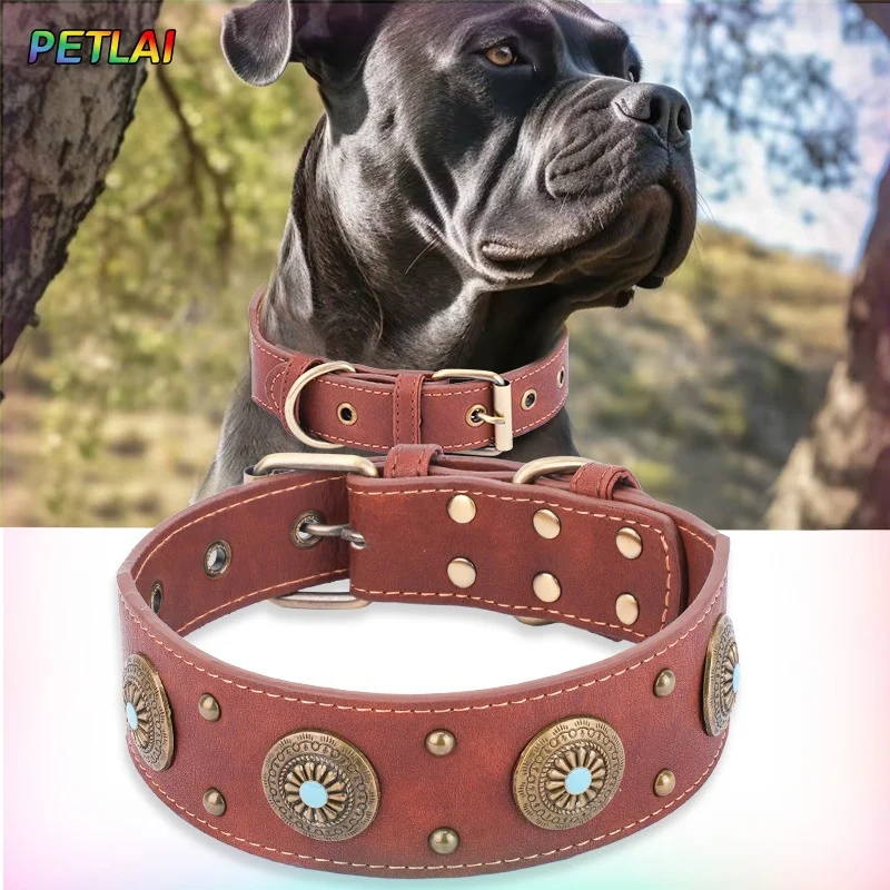 Dog Collar Retro Design Leather for Medium Large Dogs Pet High-End Retro Leather 1005009288401600