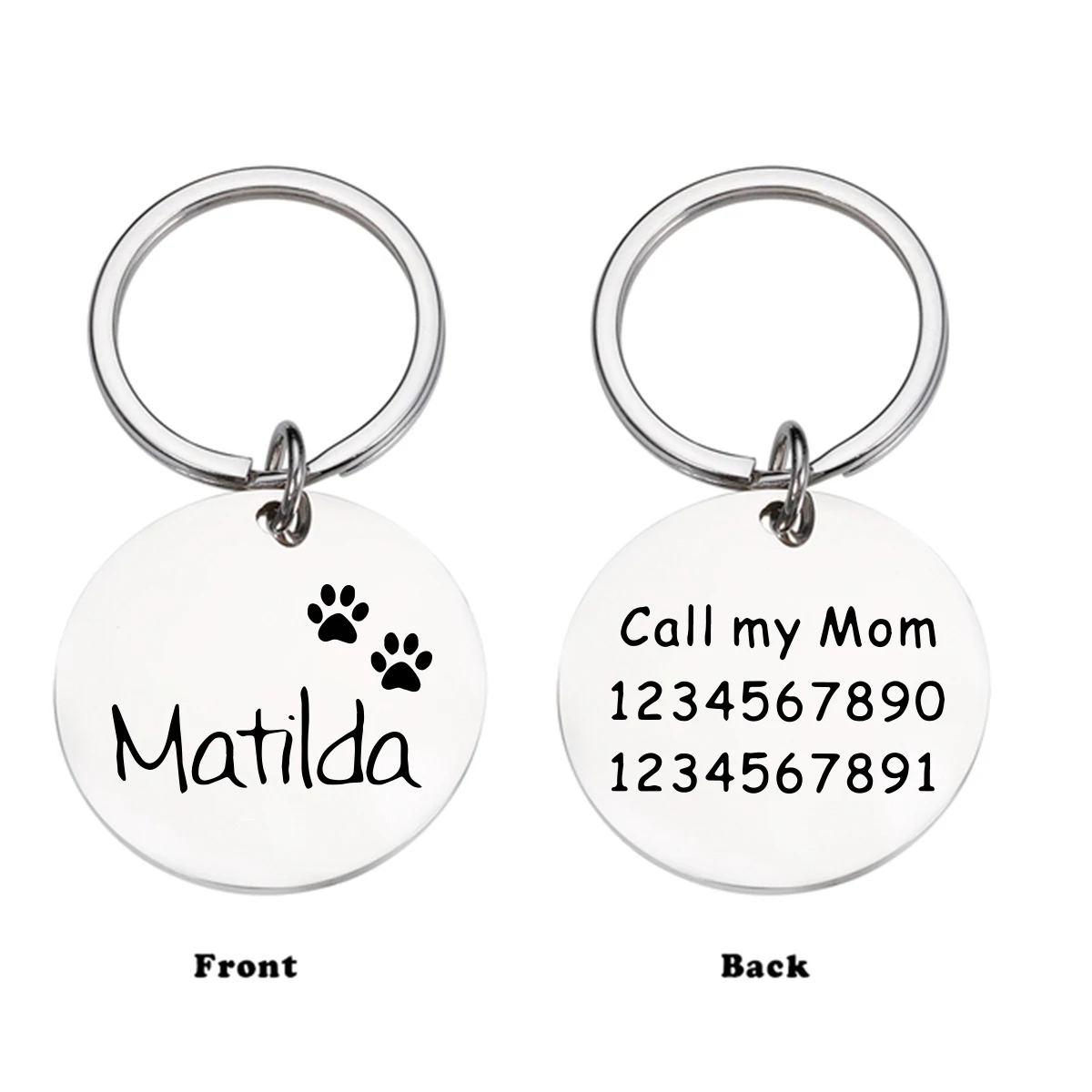 Romantic Dog Footprint Customized Name and Text Cat Dog ID Tag Name with Cute Symbols (1pc) 1005009301319545
