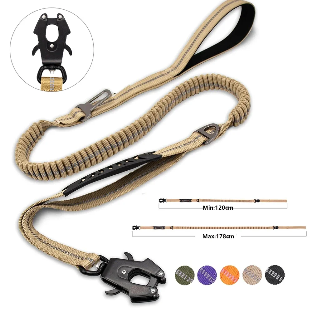 Reflective Shock Absorbing Pet Leashes with Car Seatbelt for Large Dogs Heavy Duty Tactical Bungee 1005009307918852