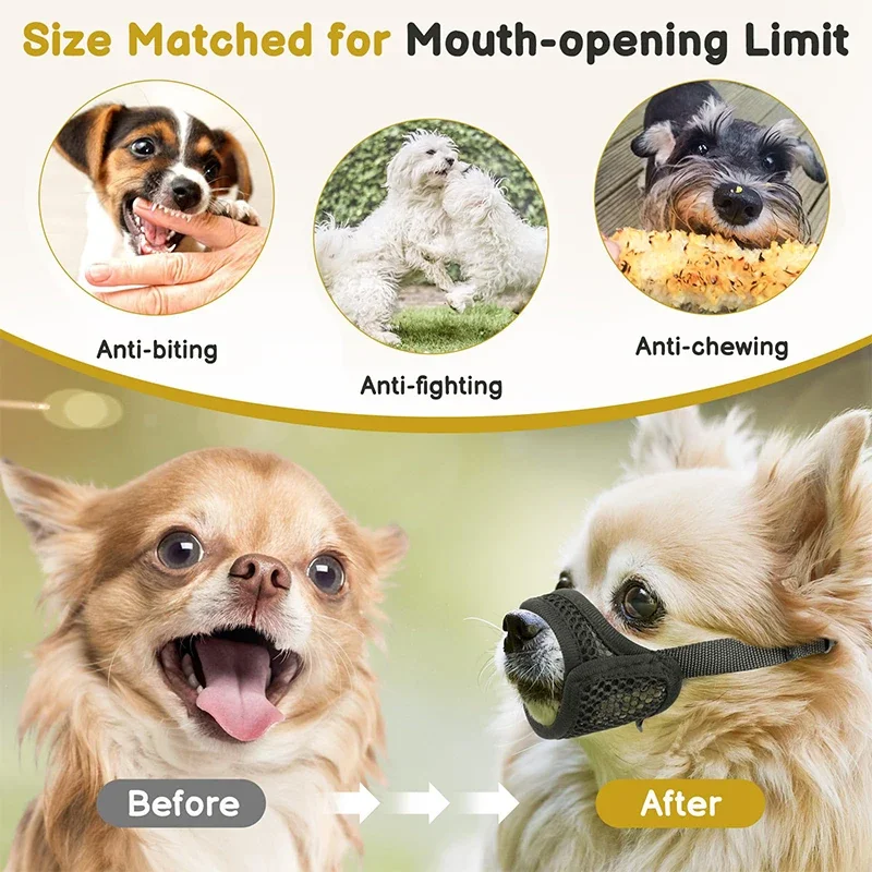 Mesh Muzzle for Short Snout and Small Medium Dogs Anti-Biting 1005009339620995