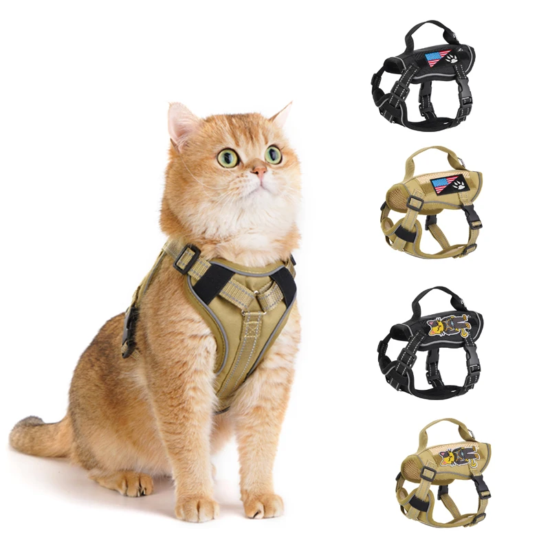 Tactical Cat Harness for Walking Escape Proof Soft Mesh Adjustable Pet Vest Cat Small Dog 1005009346229062