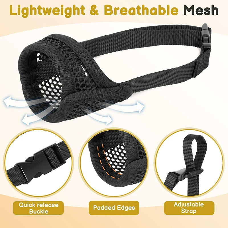 Mesh Muzzle for Short Snout Small Medium Dogs Anti-Biting Focus on Brachycephalic Dogs Like 1005009353658175