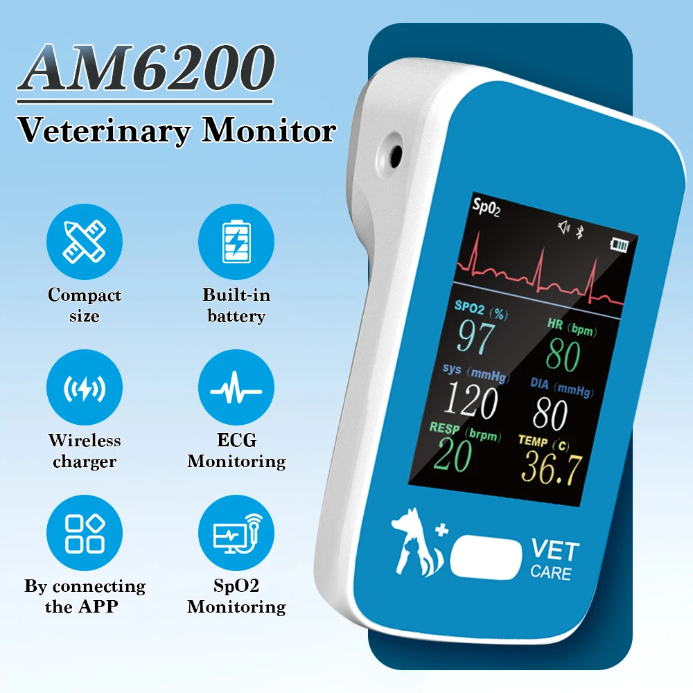 Handheld Veterinary Monitor Multiparameter Pet Animal Vital Signs Real Time Moniting with Bluetooth 1005009381299082