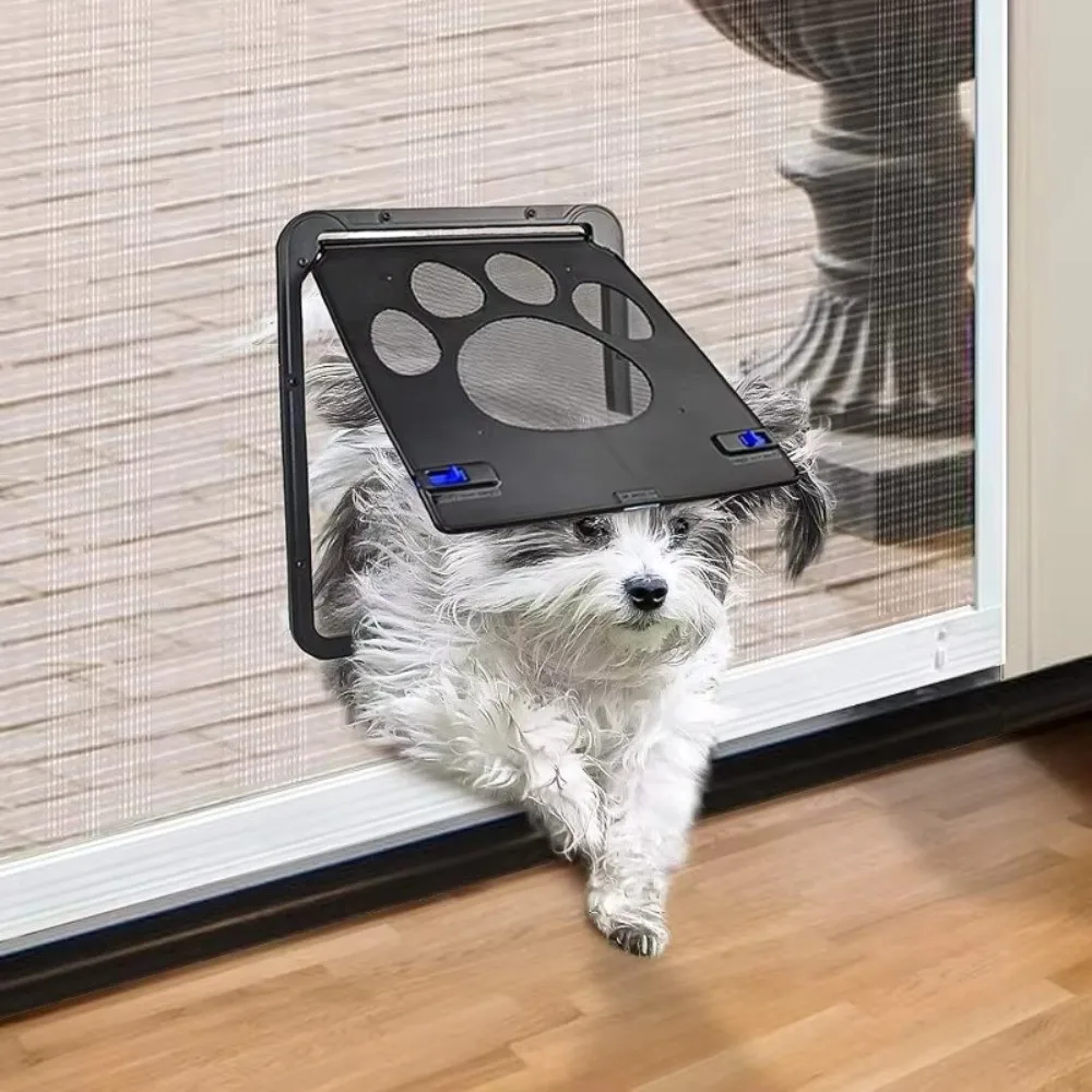Plastic Pet Lockable Screen Door Magnetic Flap Automatic Lock Dog Weatherproof Ventilation 1005009417518265