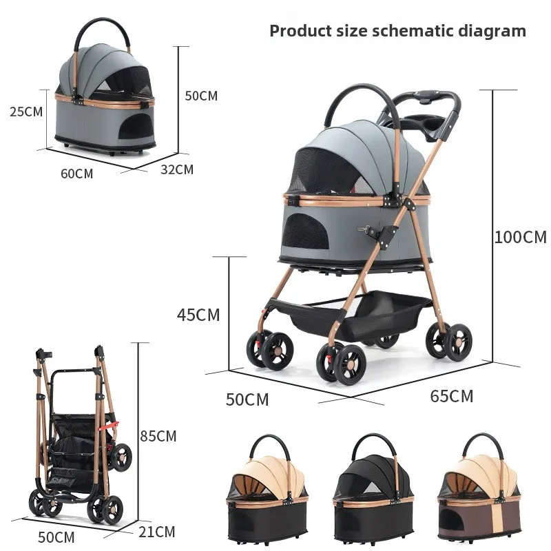 Folding Home Pet Stroller for Cats Small Medium Dogs Lightweight Portable Travel Carrier (3 in 1) 1005009430501456